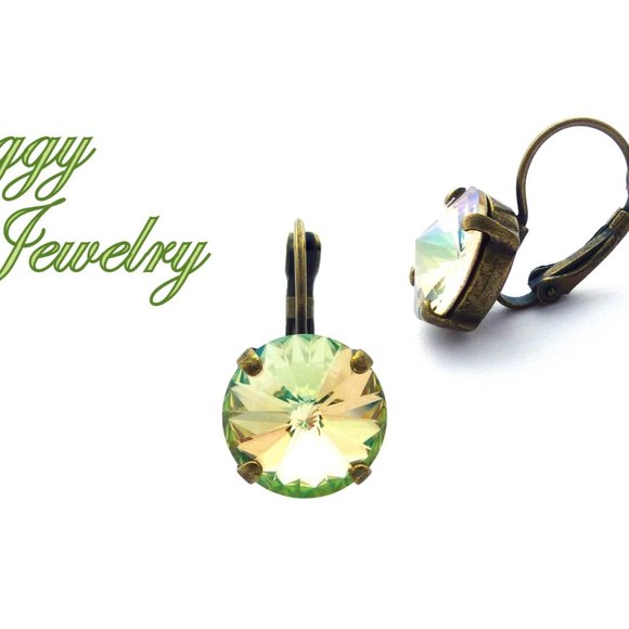 Swarovski Crystal Luminous Green Drop Earrings - Picture 3 of 6